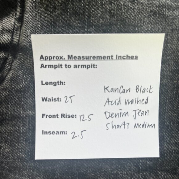 KanCan Black Acid Washed Denim Jean Shorts Medium High-Waist - Picture 5 of 5